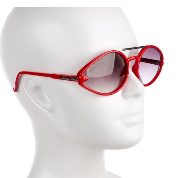 Versace Other - Men’s Unisex Versace Red Acetate Oval Sunglasses.